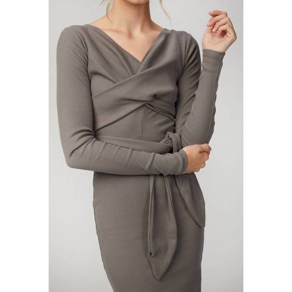 NEW THE LINE BY K saloma ii wrap dress in grey - Picture 5 of 5